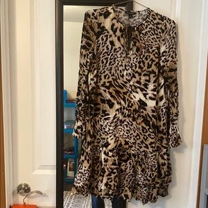 Banana Republic Leopard Print Long Sleeve Dress Small